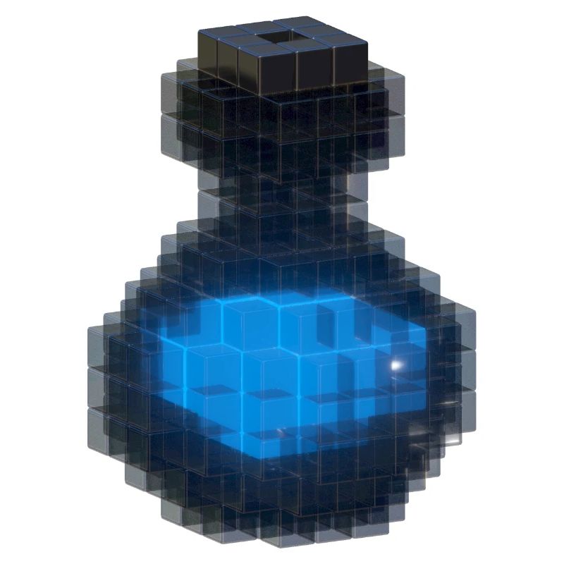 Conception 3D Cube 3D Bouteille Noire & Potion Bleu Océan