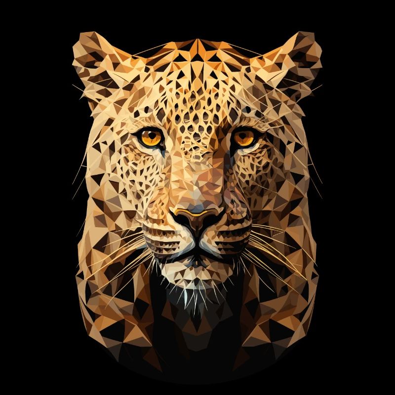 Léopard guépard gros chat polygone