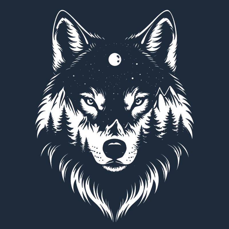 Portrait de loup noir. Conception de loup