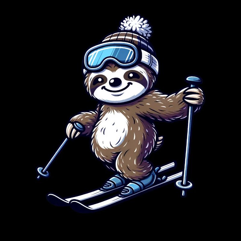 Relaxed Sloth Skier – Winter Fun