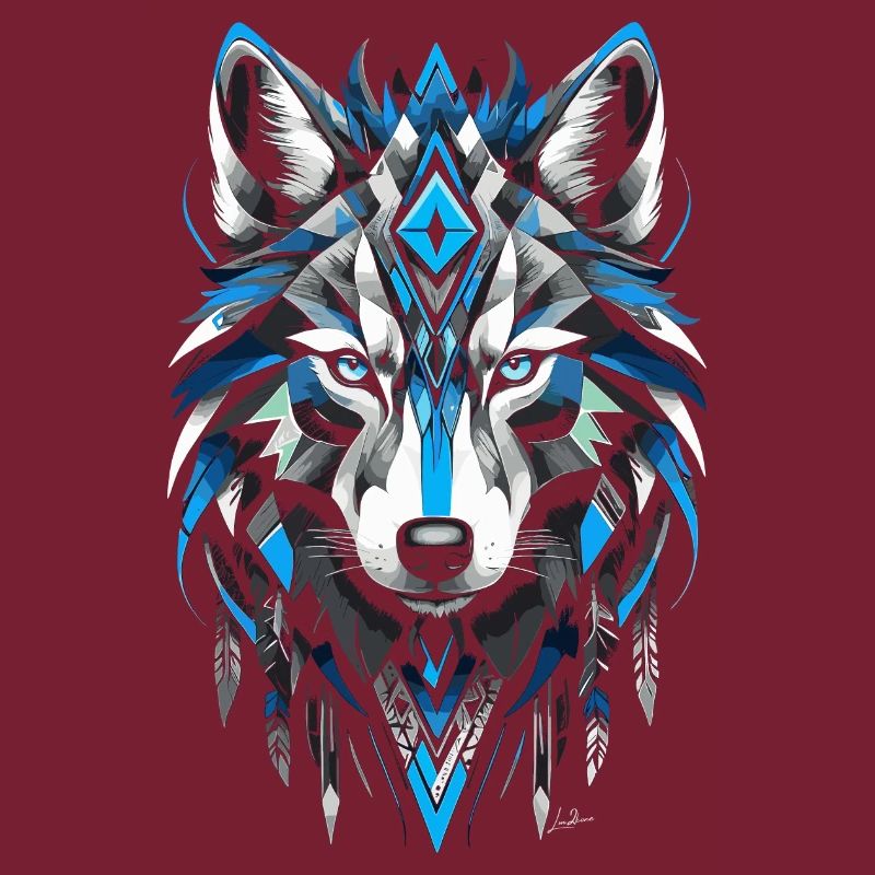 Blauer geometrischer Wolf