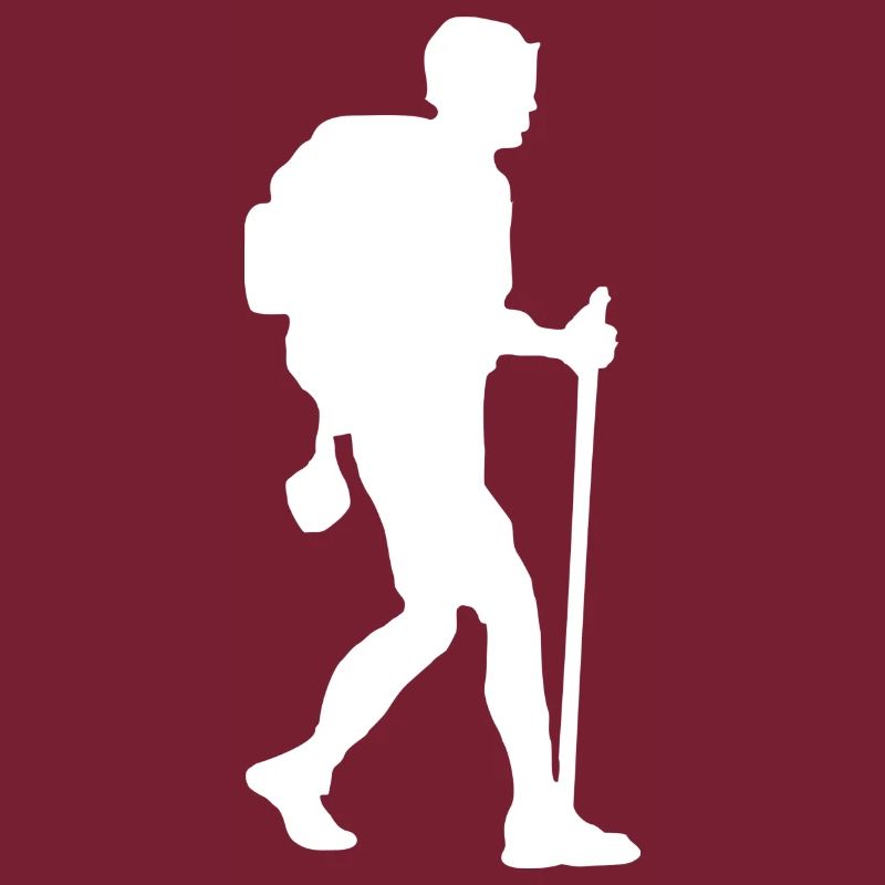 Hiker backpacker white