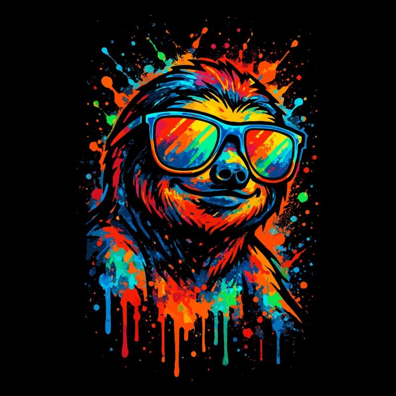 Faultier Bunt Pop Art Regenbogenfarben