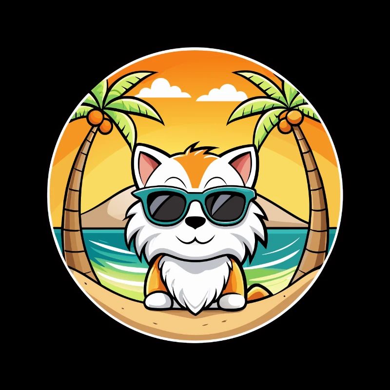 Ragdoll Cat Breed Cartoon Sunglasses Beach
