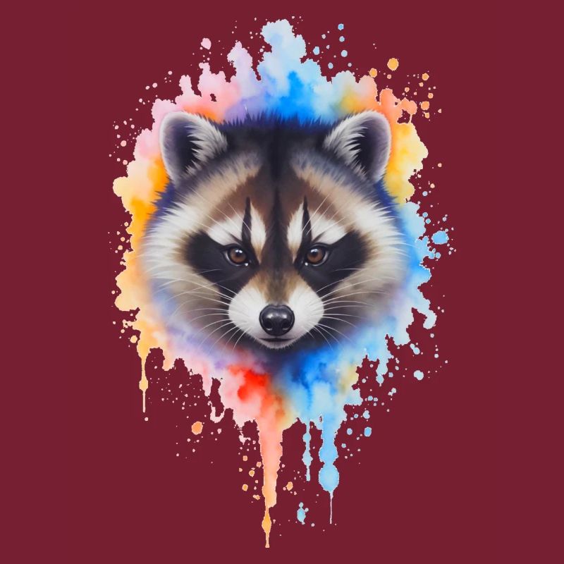 Aquarell Waschbär Farbexplosion