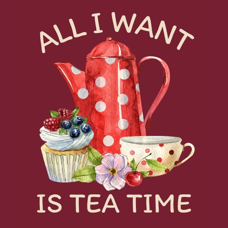 Teetrinker, Tee mit Teekanne und Cupcake