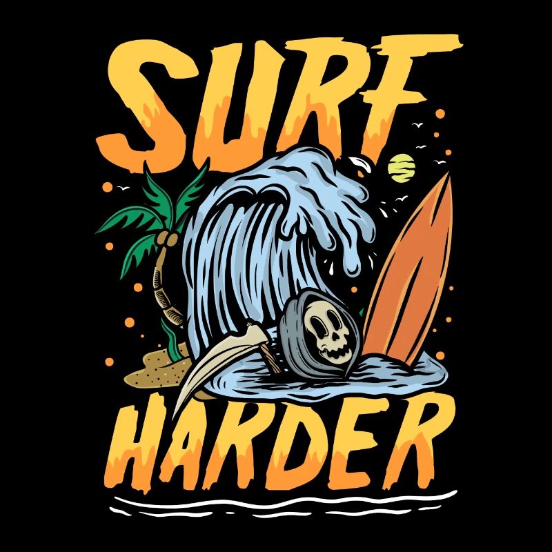 Surf harder | sun & chill beach skull