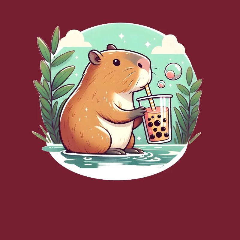Capybara genießt Bubble Tea