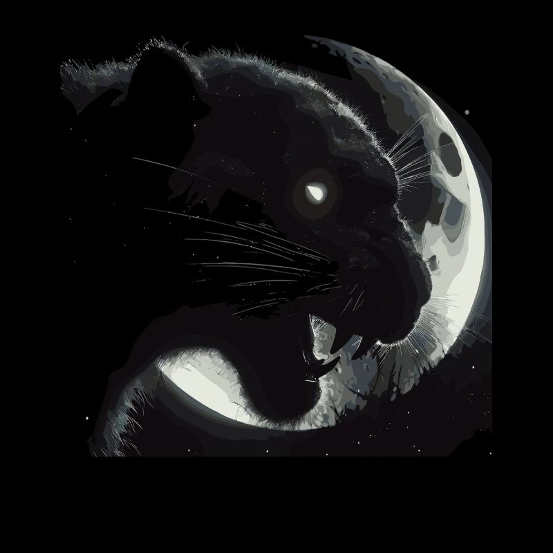 Tête de panthère noire au clair de lune