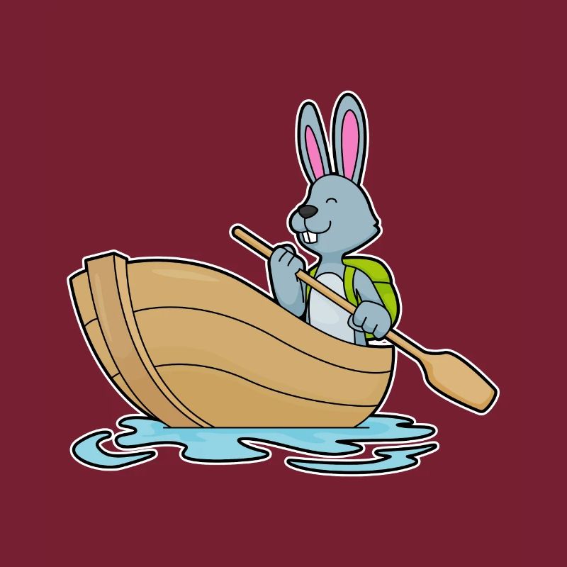 Rabbit with boat & paddle