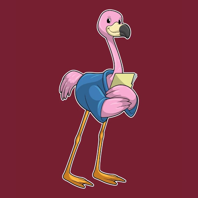 Flamingo as secretary with notepad