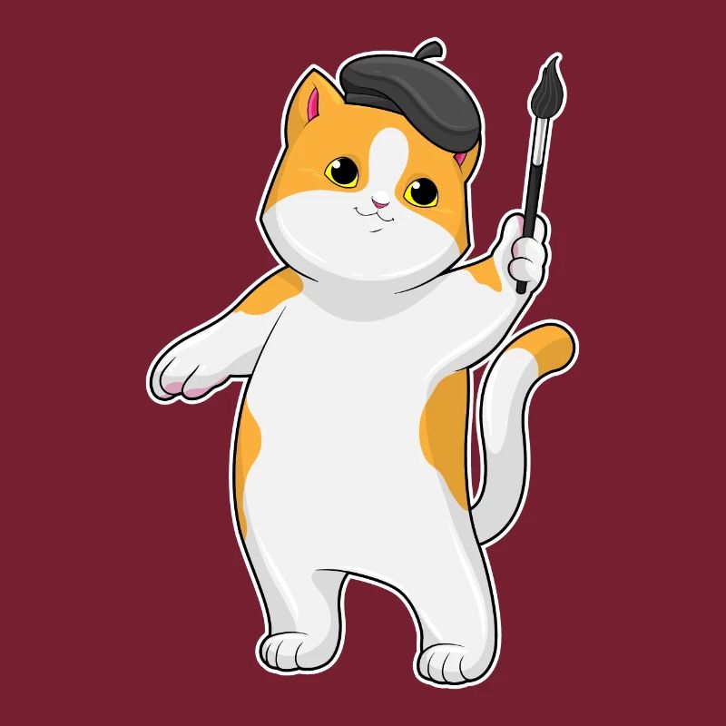 Cat as a painter with a brush
