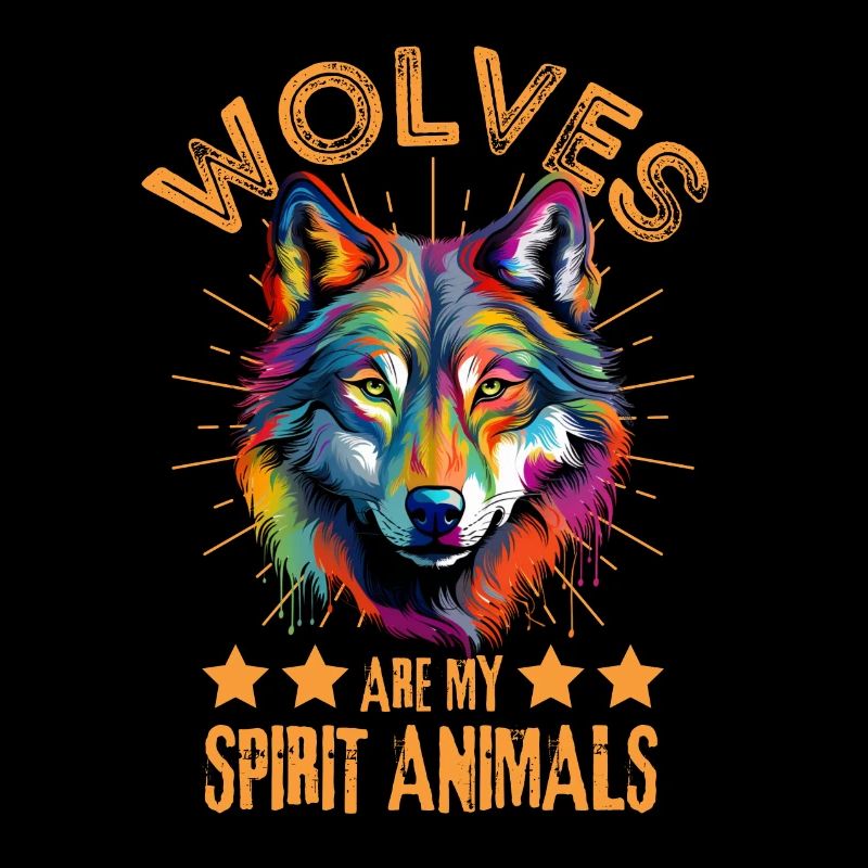 Bunter Wolf Farbspritzer Farbkleckse