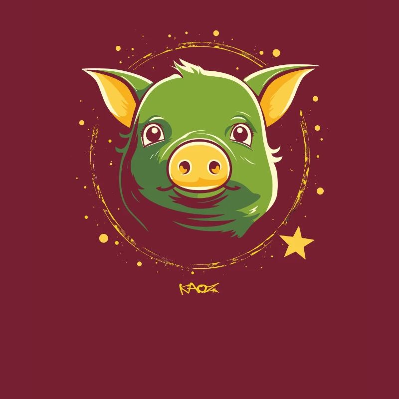 Cochon d'espace vert mignon