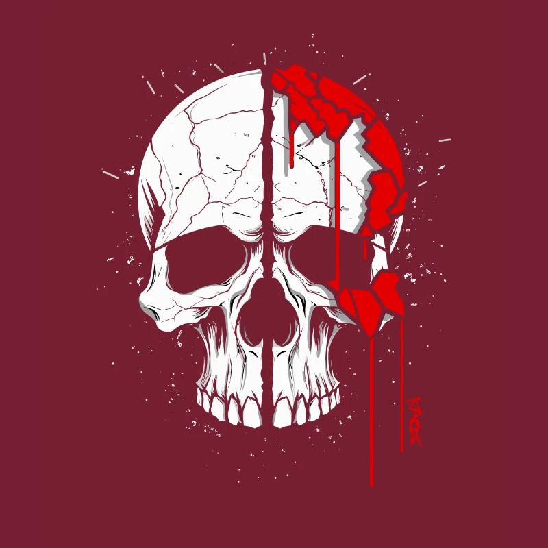 Skull with red paint