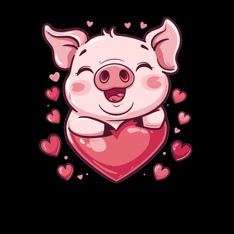 Aimer le cochon avec du cœur