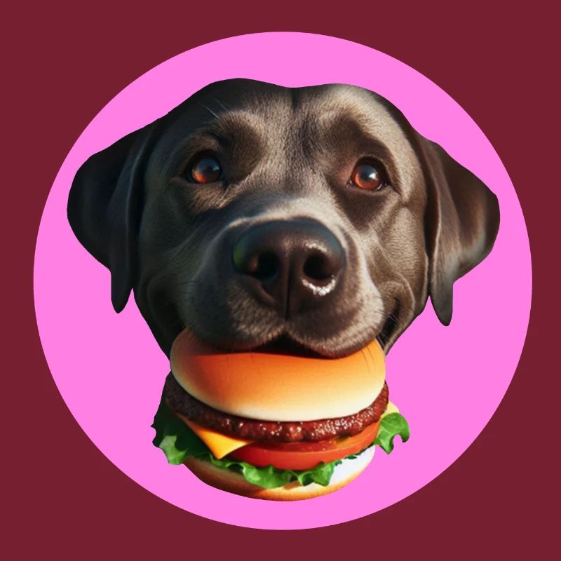 Labrador frisst Hamburger