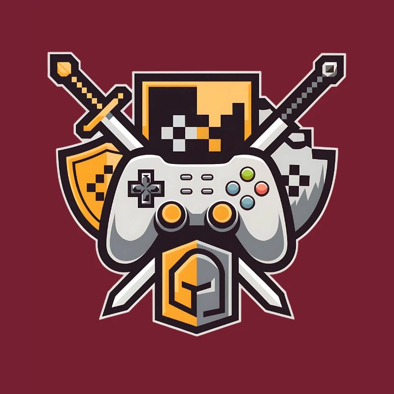 Logo de jeu – manette et épée Pixel Art