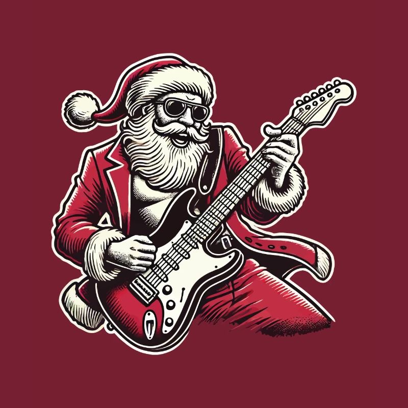 Rockender Weihnachtsmann Mit E-Gitarre