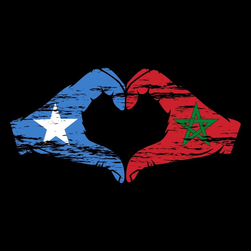 Somalie Maroc Drapeau Mains Coeur Forme Utilisé