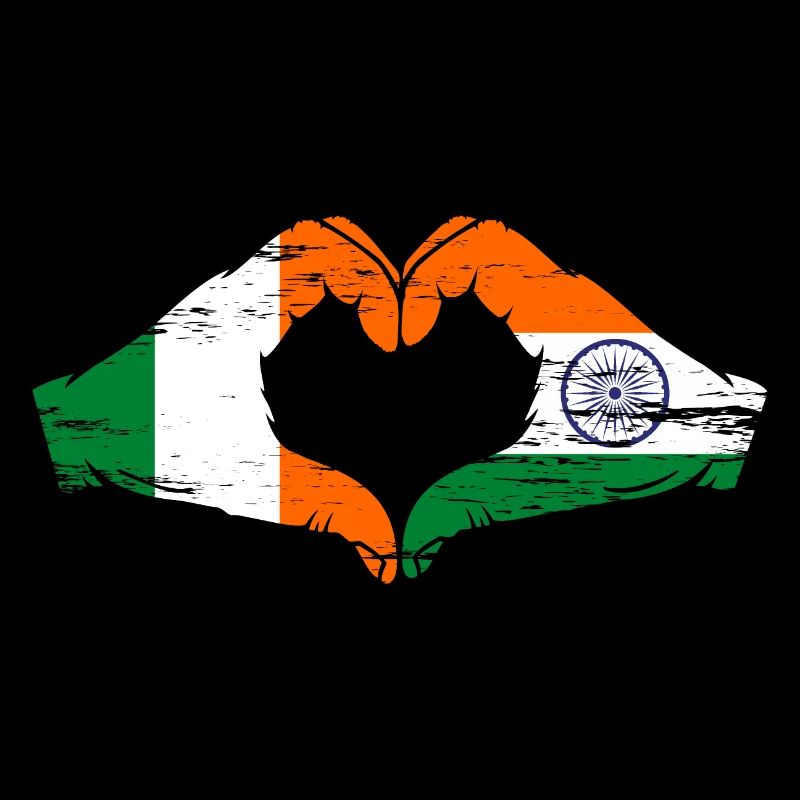 Irlande Inde Drapeau Mains Coeur Forme Utilisé