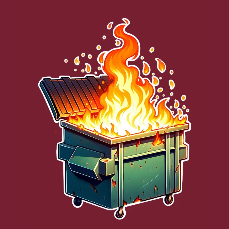 Burning garbage can