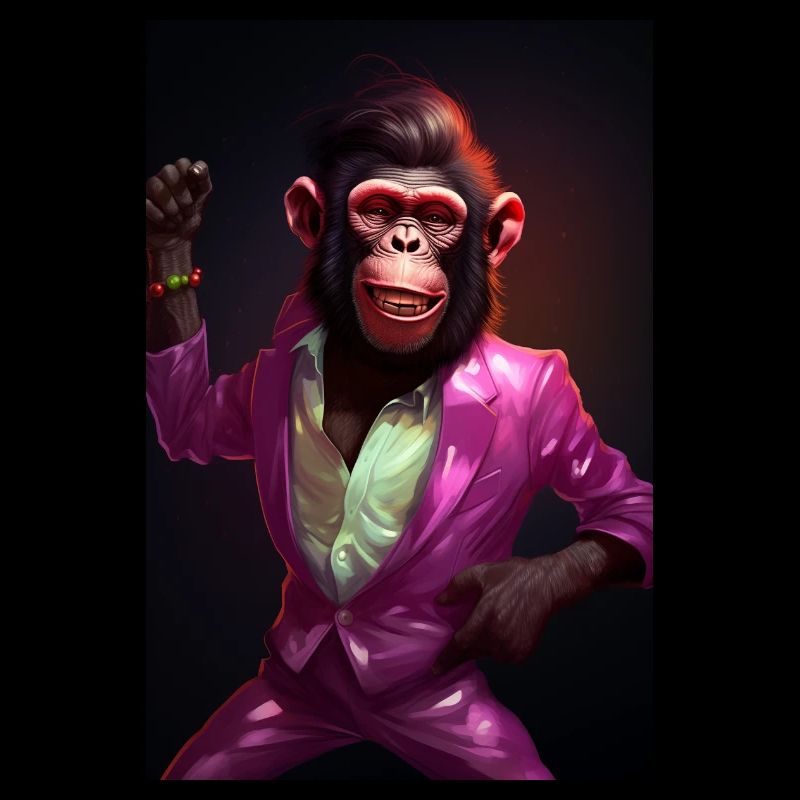 Funky pink outfit party monkey artwork