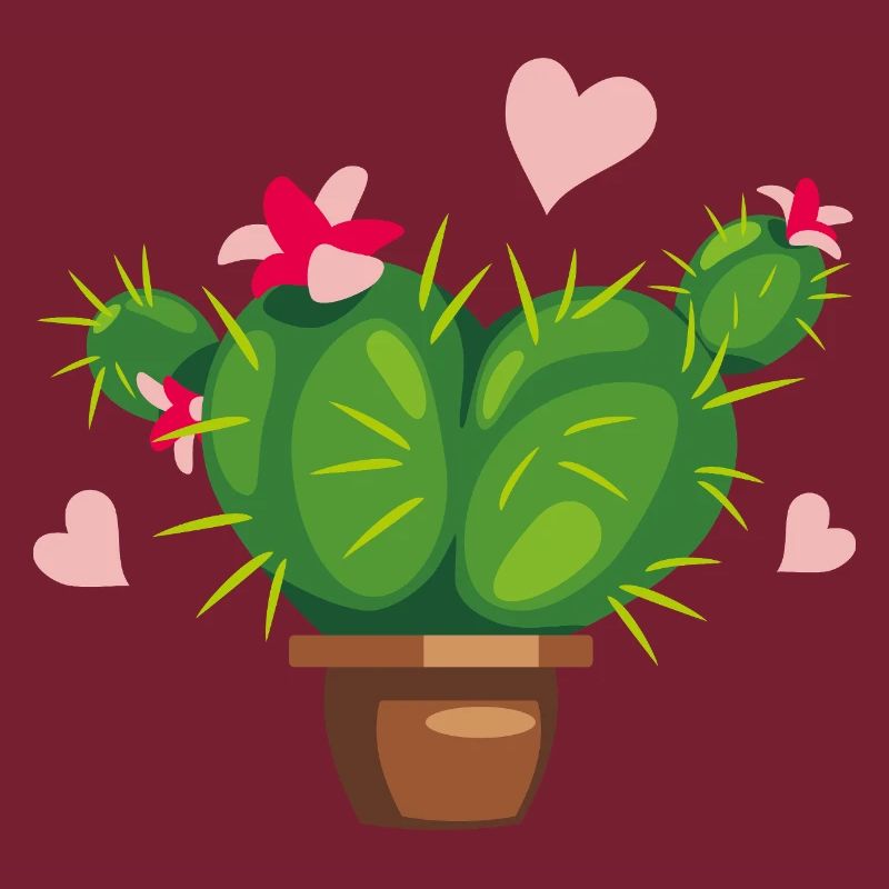 Cactus en fleurs en forme de cœur