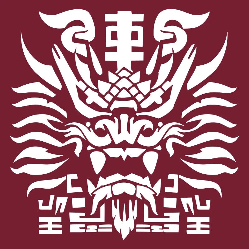 Dragon Warrior Head Stencil Black and white