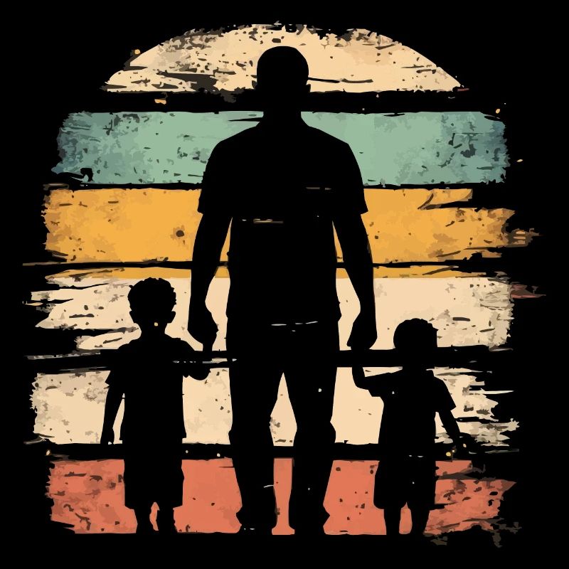 Vatertag Vater mit zwei Söhnen retro vintage