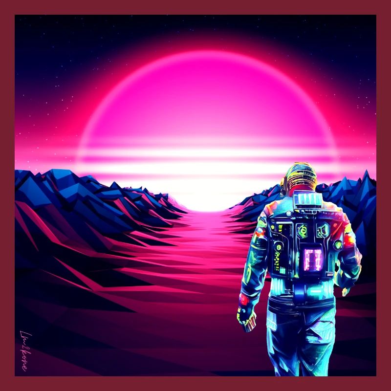 Astronaut Cyber Sunset Pink Gradient -