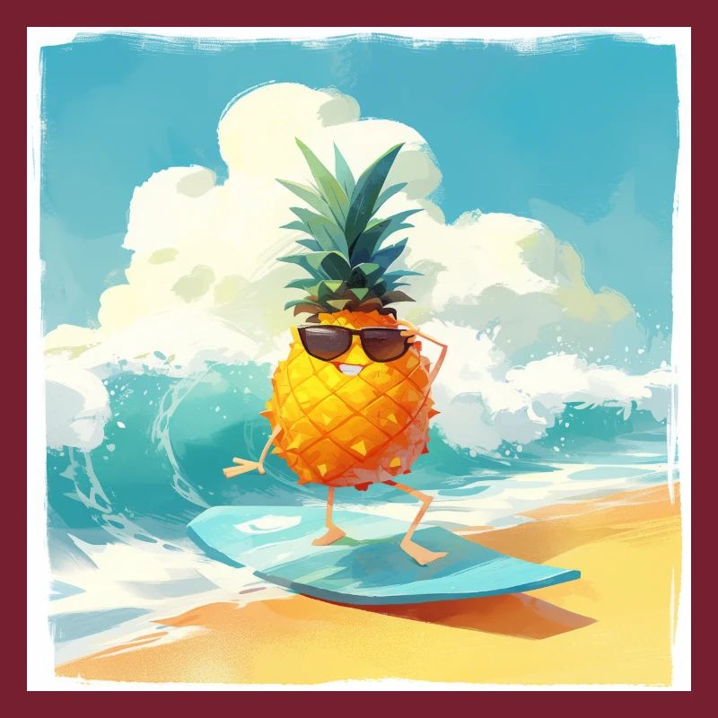 Drôle d’ananas surfant
