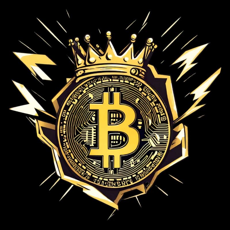 King Bitcoin mit Blitzen