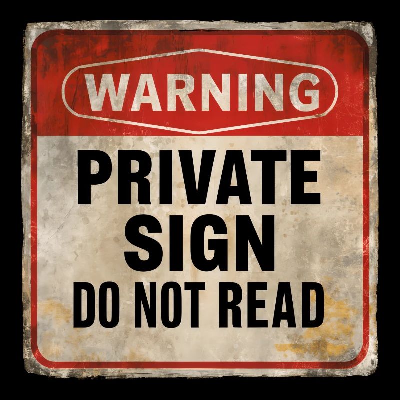 Warning Private Sign Do Not Read Warning Sign
