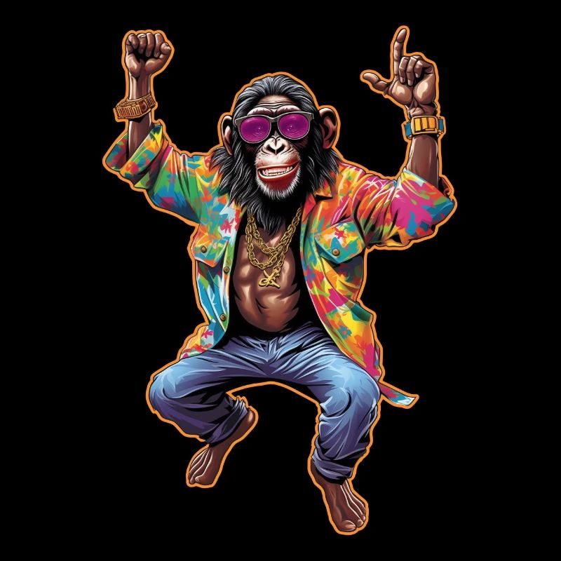 singe dansant heureux dans le style hippie avec des lunettes