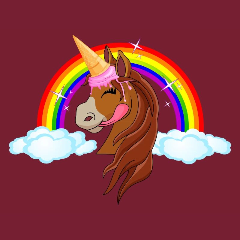 Pony mit Eis - Eishorn Einhorn Regenbogen Märchen