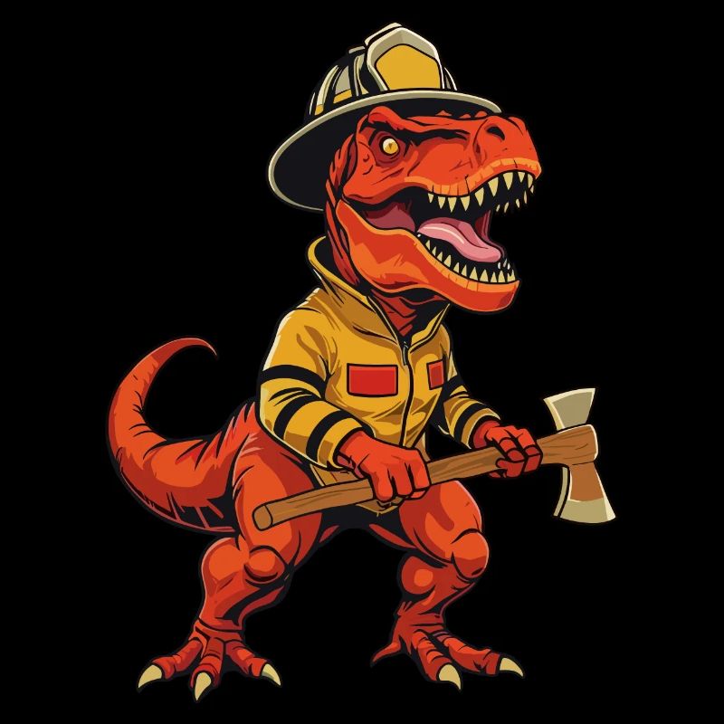 Firefighter T-Rex Dinosaur Hero Design
