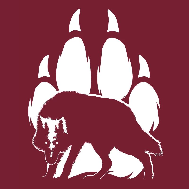 Wolf silhouette and paw