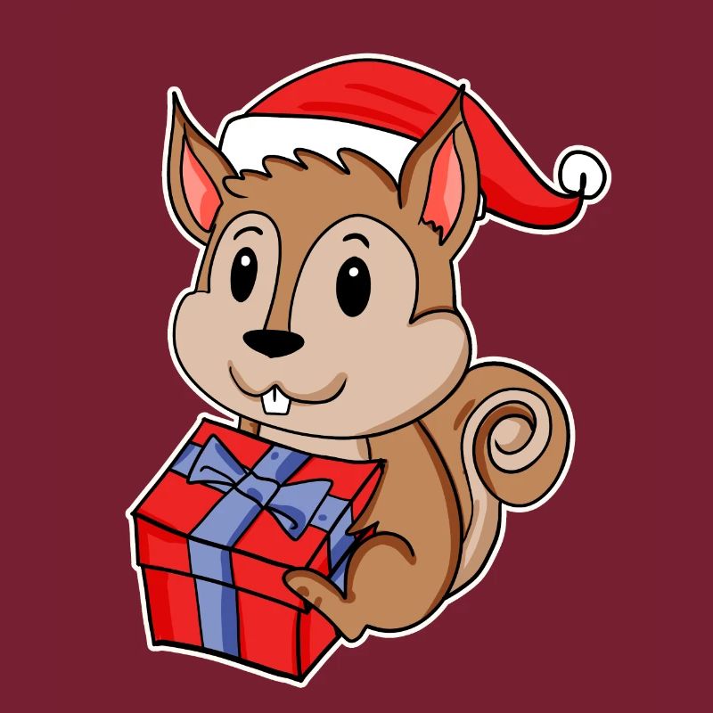Écureuil avec bonnet de Père Noël