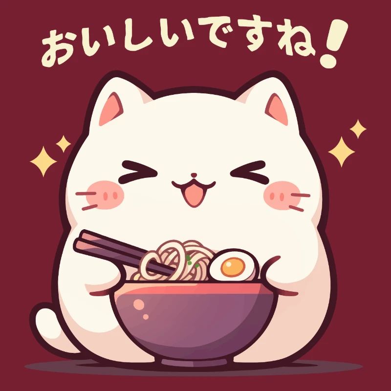 Katze isst Ramen