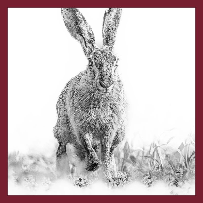 Hopping rabbit black white