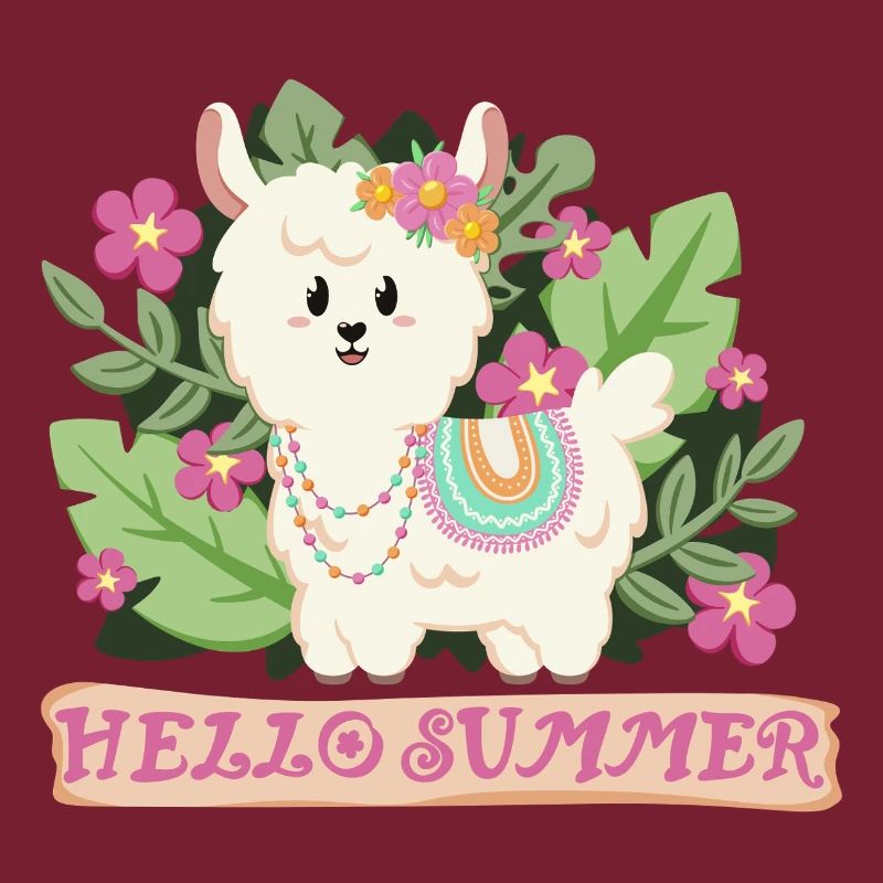Hello summer Lama Alpaka in Sommerstimmung