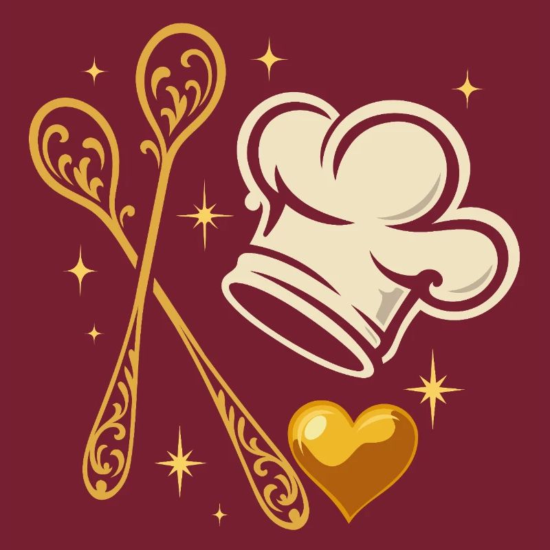 Toque de chef dorée avec cuillères en bois