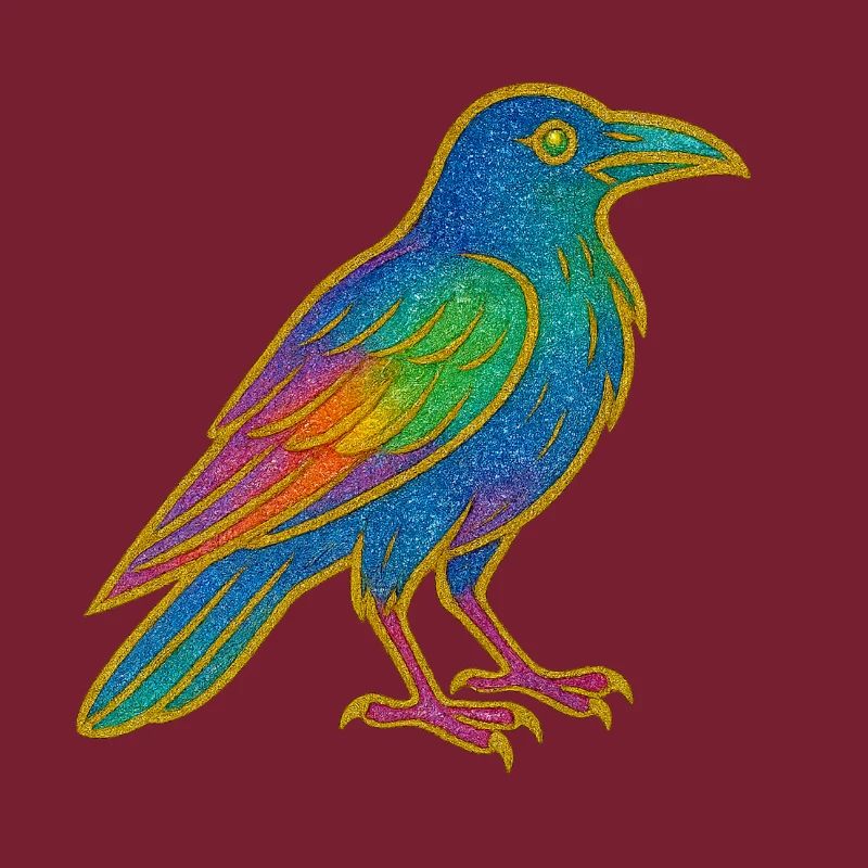 Conception de patch de corbeau arc-en-ciel