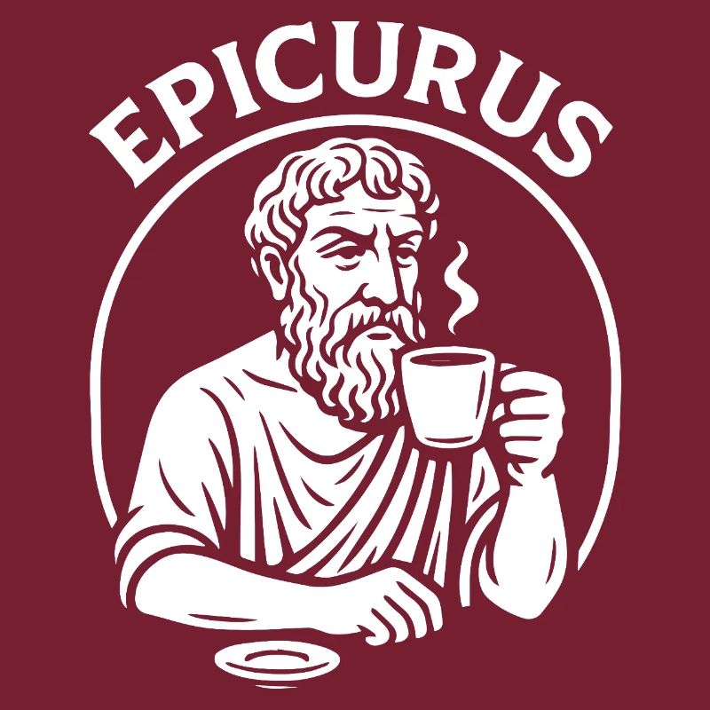 Epicurus Coffee Cup Philosophy Tee