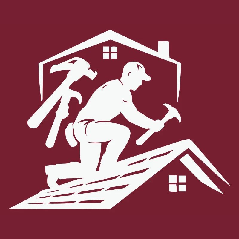 Dachdecker Silhouette am Dach