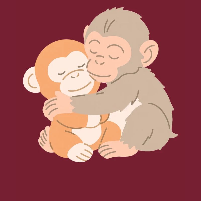 Câlins de singes s’embrassent