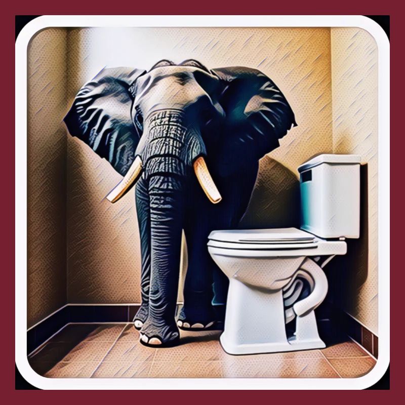 Elefant steht in der Toilette