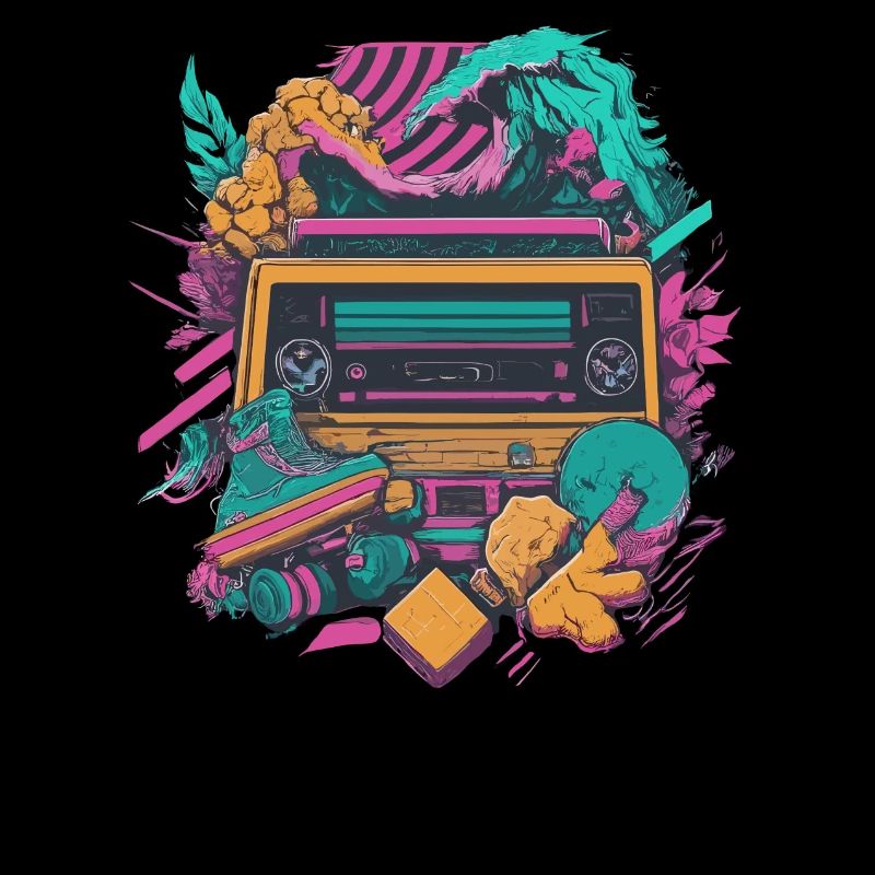 Retro cassette player with a psychedelic nature