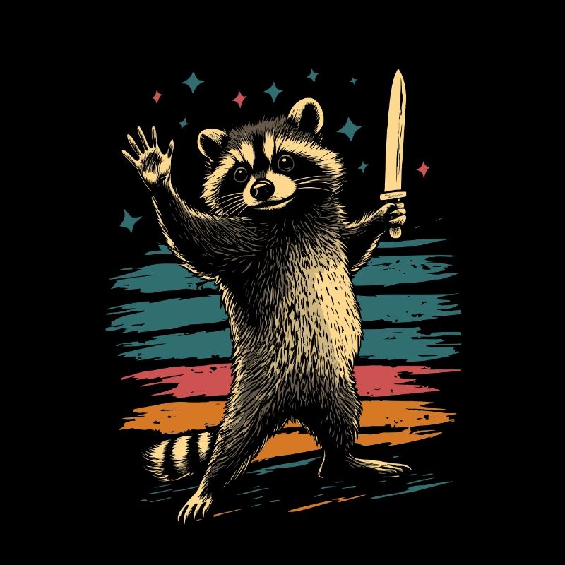 Lustiger Waschbär mit Messer